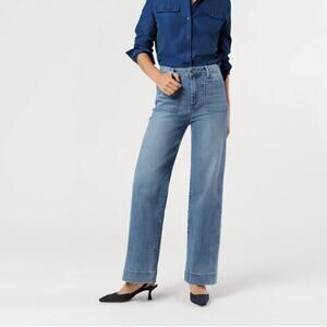 Ann Mashburn Coco Patch Pocket Jean Women's 25 Indigo Stretch Wide Leg
